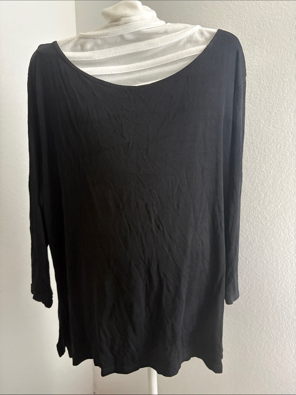 Classic Black Women's Long Sleeve Scoop Neck Top